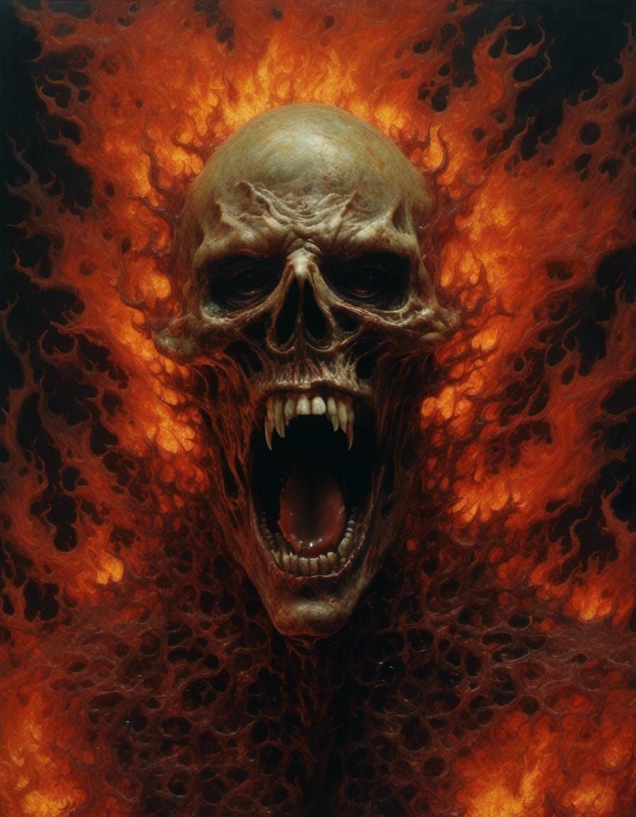 <lora:Nightmare:1.0> Complex  close portrait of a screaming ghoul in flames  , nightmare, by Sarah Moon , Bill Henson, Masahisa Fukase, Nico...