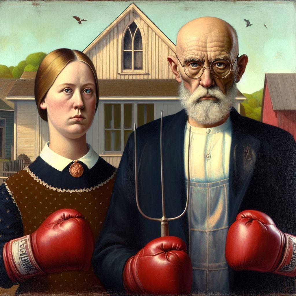 American Boxing Association Gothic by Grant Wood