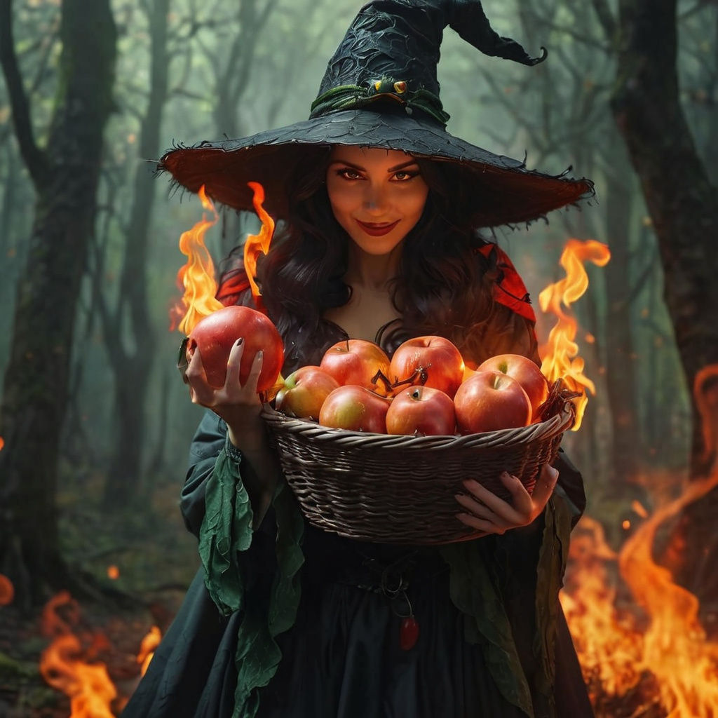 Witch with Burning Poison Apples  by @lionel
