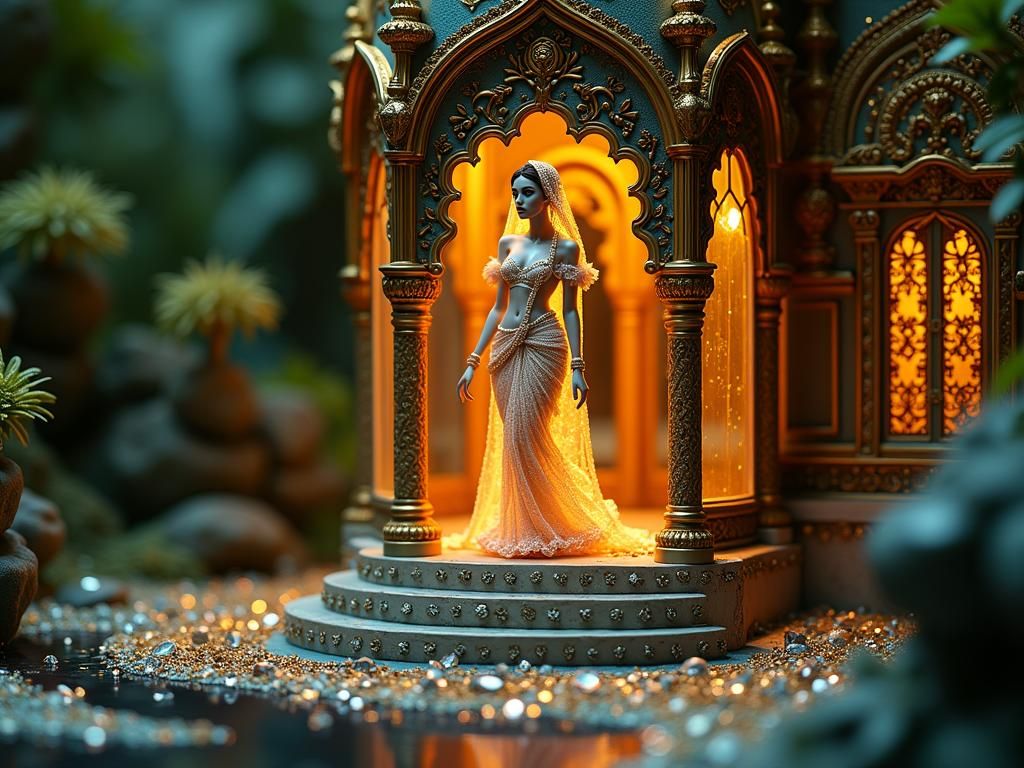 Glass Woman in Fabergé Dollhouse, Klimt Art Nouveau