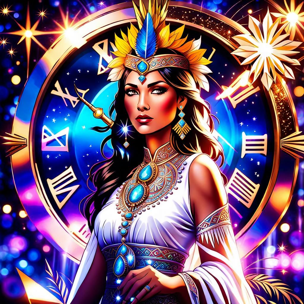 Native Lady at a new year’s eve party with champagne, large ...