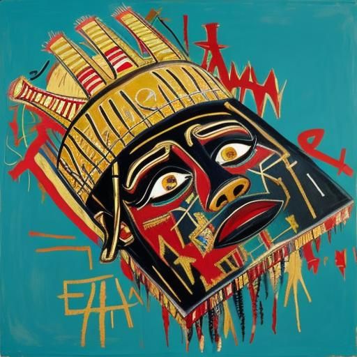 king tut (by  Jean-Michel Basquiat