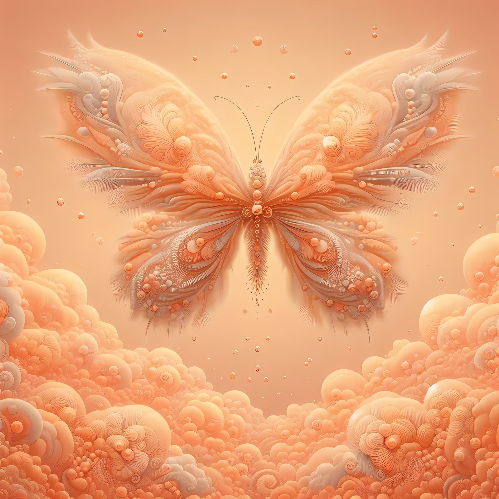 Pastel-orange feathery fluffy butterfly 🦋