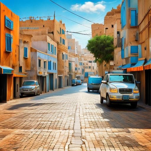 Moroccan Streetscape with Whimsical Naive Apartments