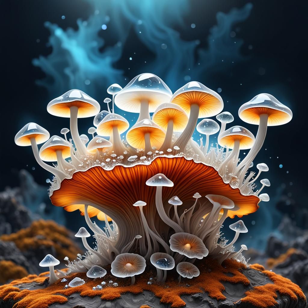 Ghost Quartz Mycena Mushrooms