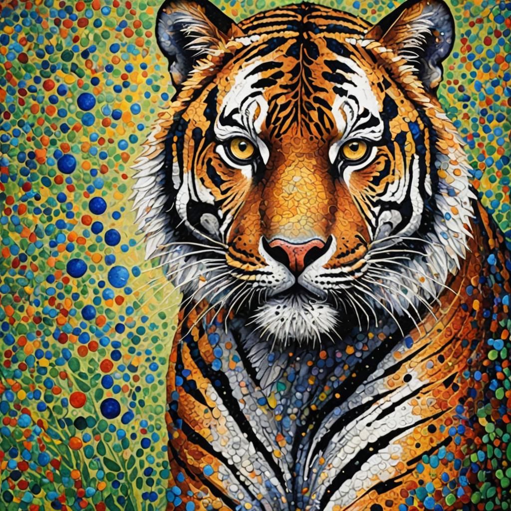 Pointillism Art - Tiger