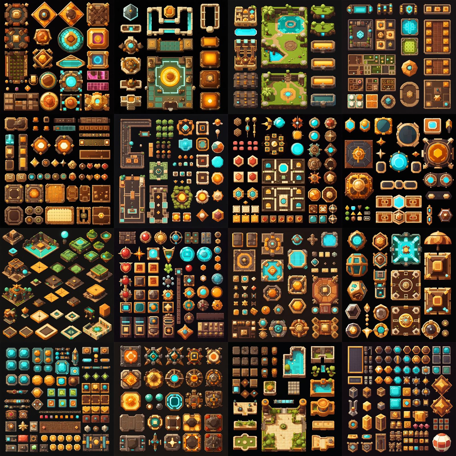 modular orthographic overhead top-down game assets & tileset...