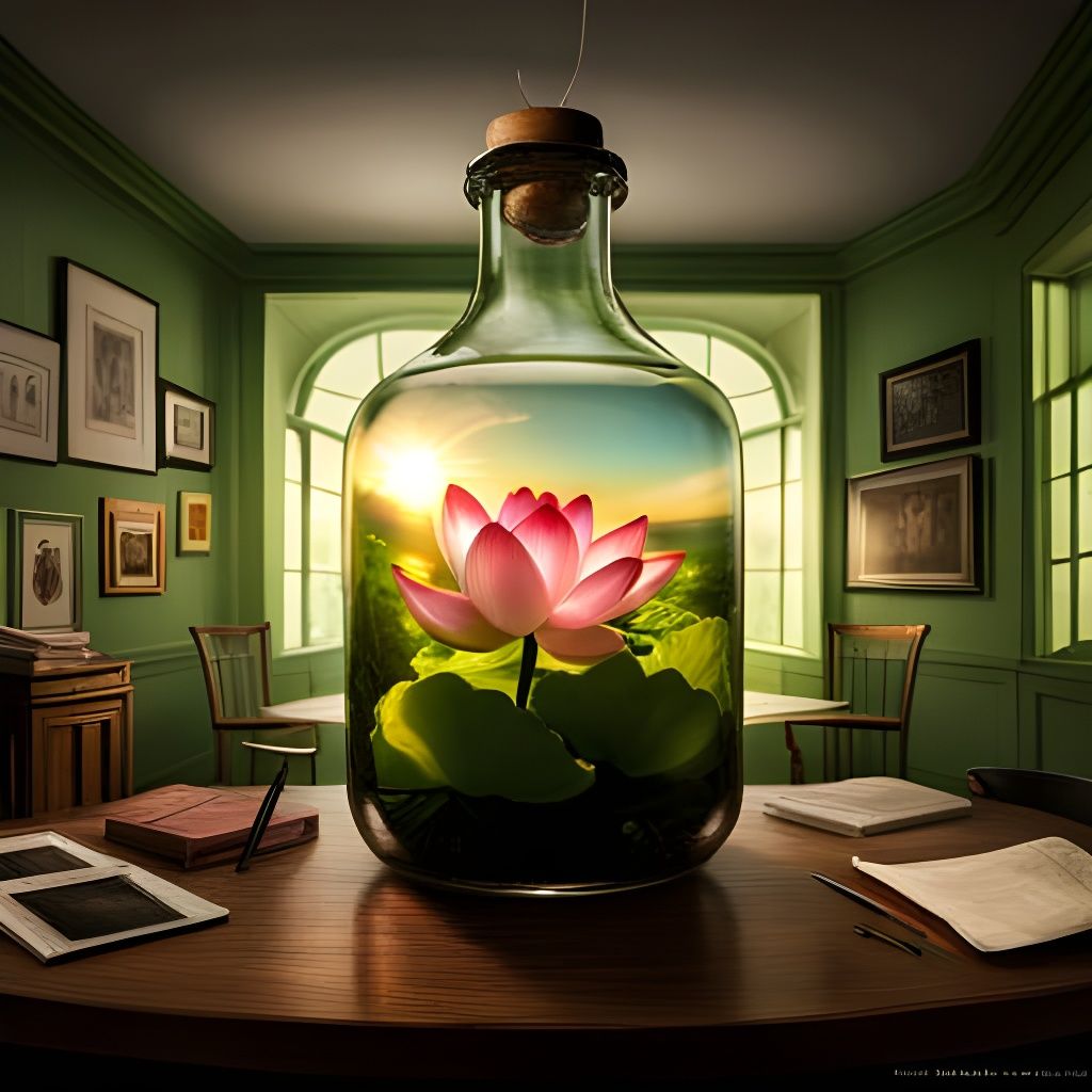 Lotus bottle on your desk  by @StormySeaSailor