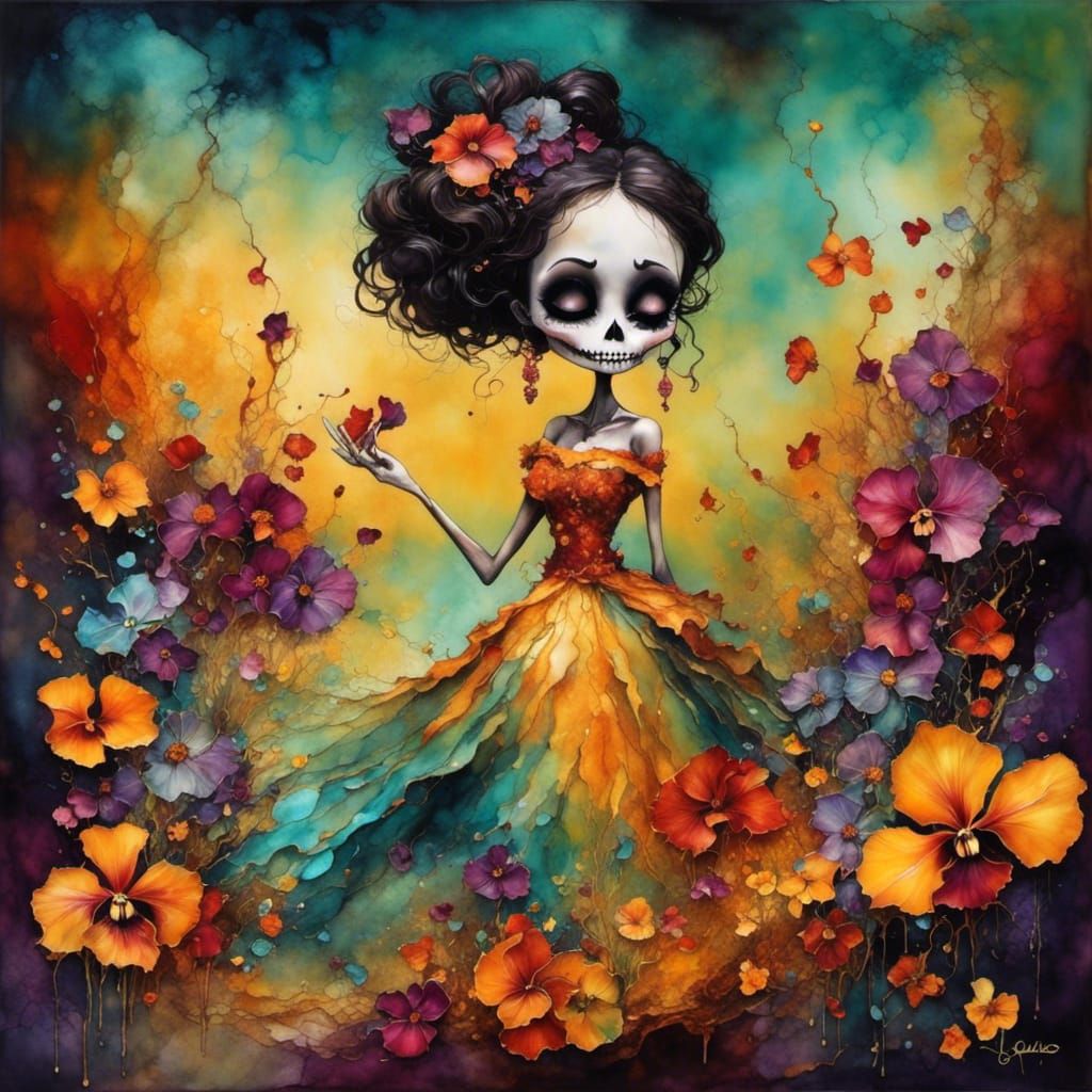 Luxurious Skull Illustration in Inkwell Style