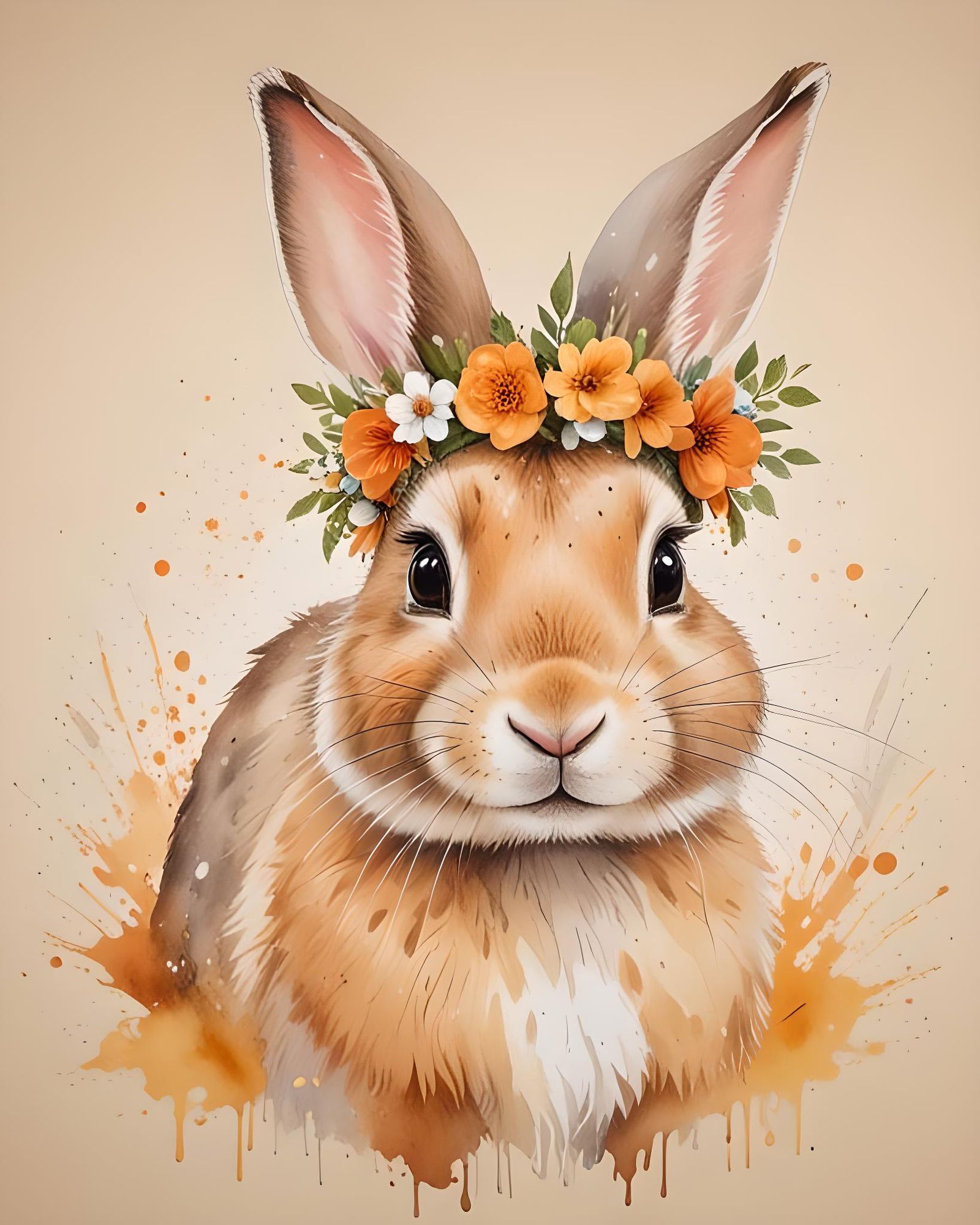 Watercolor painting rabbit