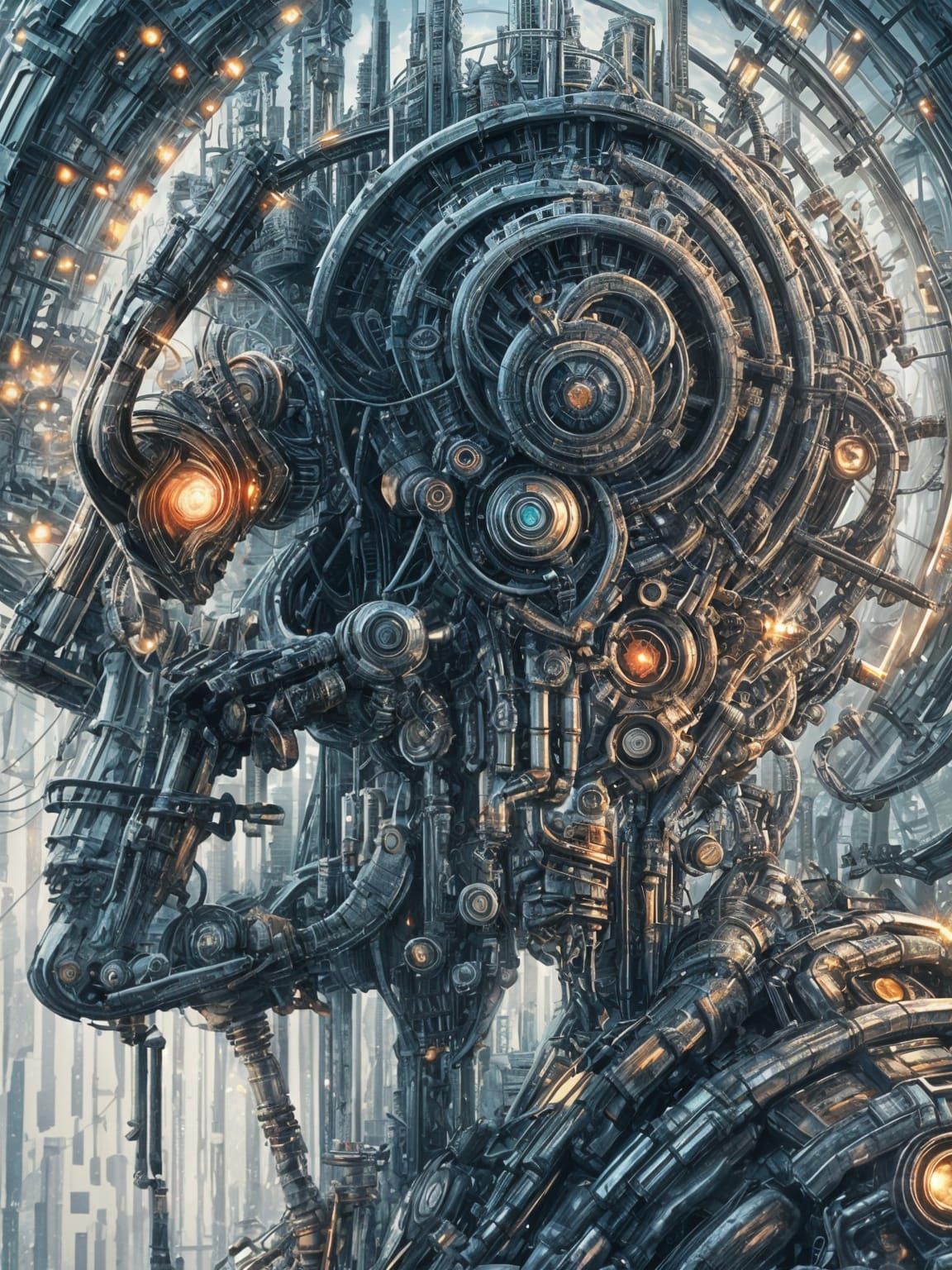 <lora:Bingo-test:1.0> Cyber-Demonic futuristic Female Ronin, Biopunk aesthetic; portrait of the face ; surrounded by the kingdoms of magic a...