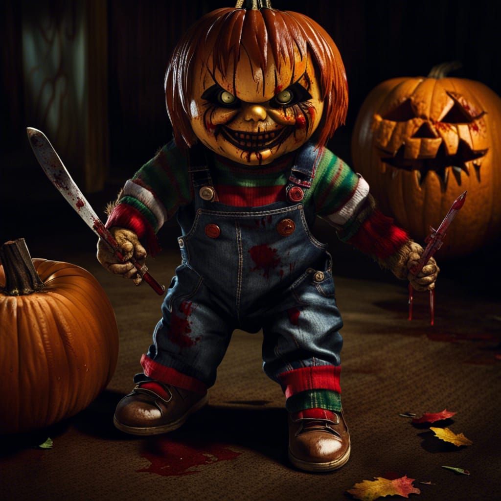 Pumpkinhead Chucky AI Generated Artwork NightCafe Creator