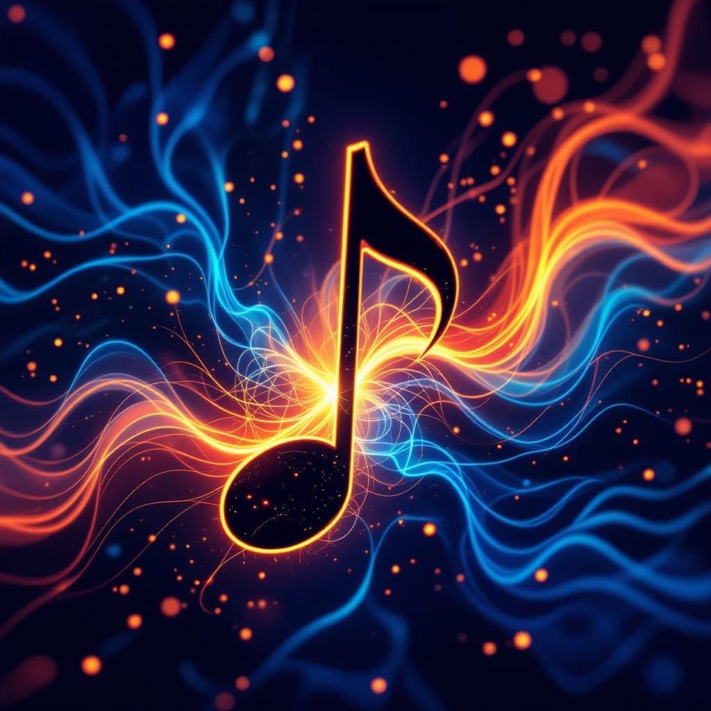 Vibrating Musical Note in Abstract Expressionist Style