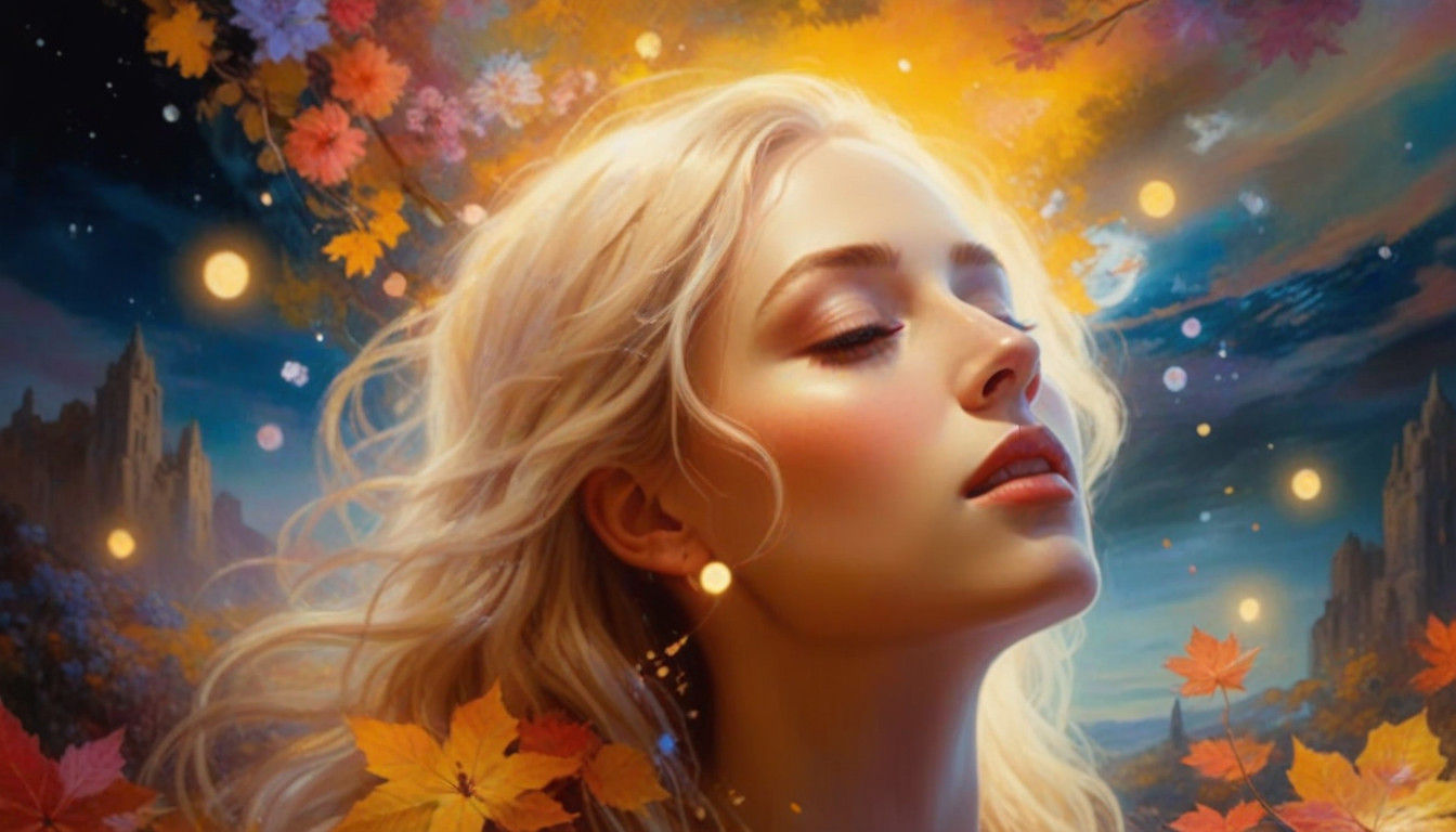 Ethereal Goddess in Vibrant Fantasy Landscapes