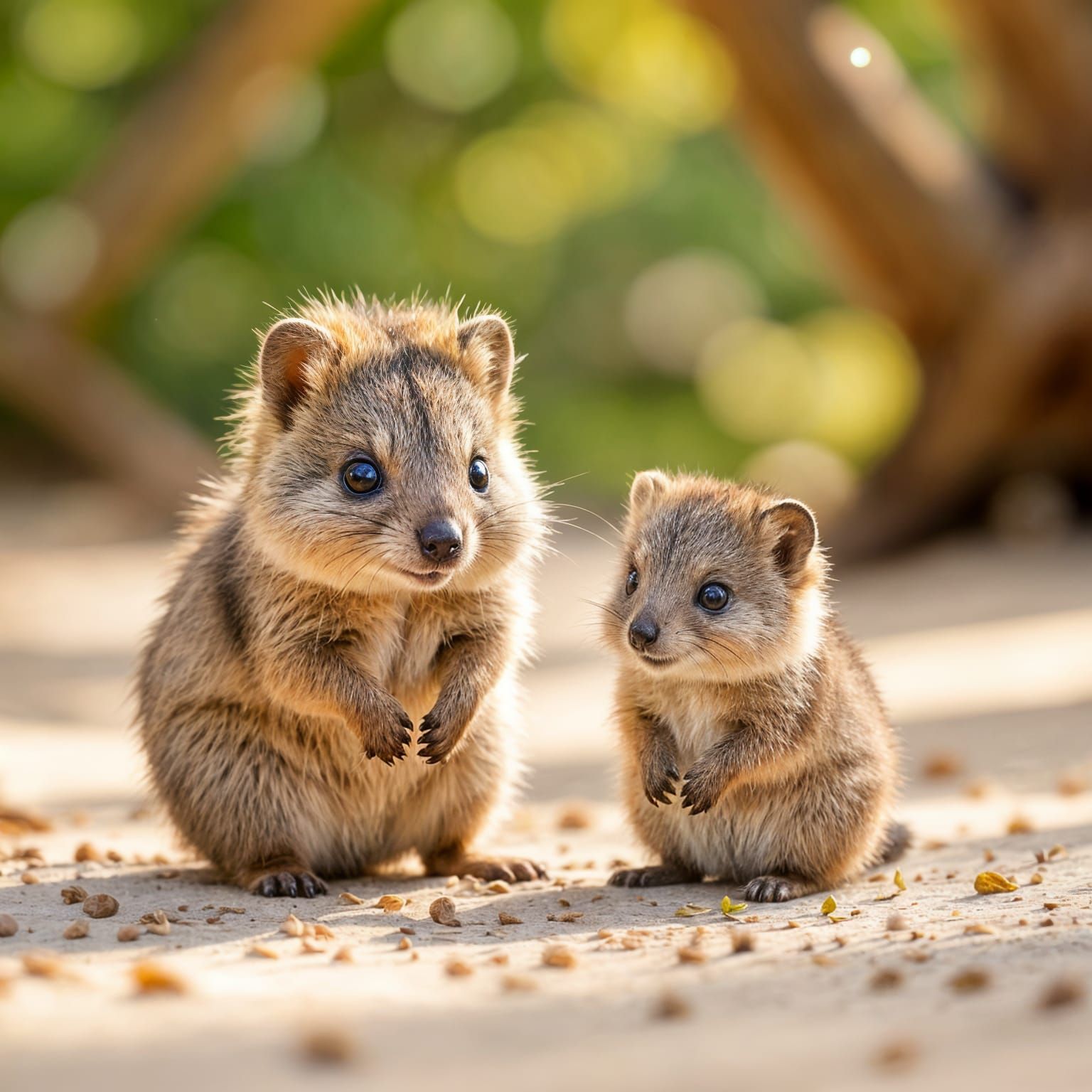 Adorable Chibi Quokka Family in Watercolor Style