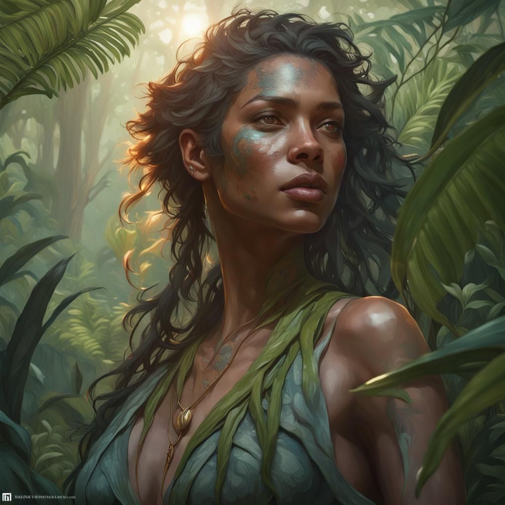 natural woman in jungle