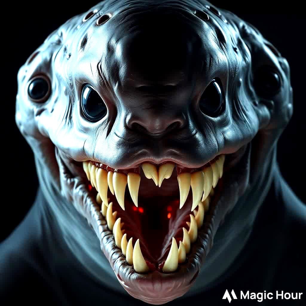 Scary creative horror art creations of the colossal 1997 the bloop nightmare animal creature with four eyes and huge jag...