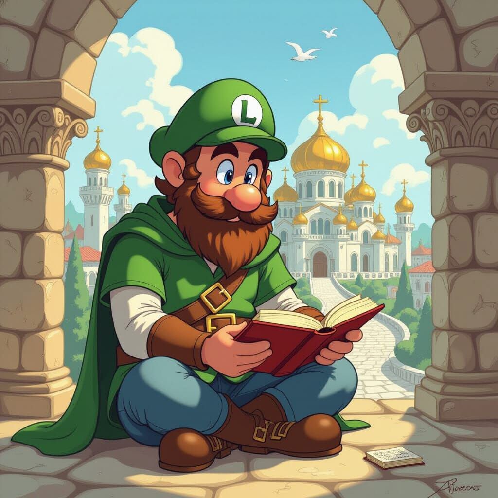 Mario Puts on Tefillin Before Royal Palace