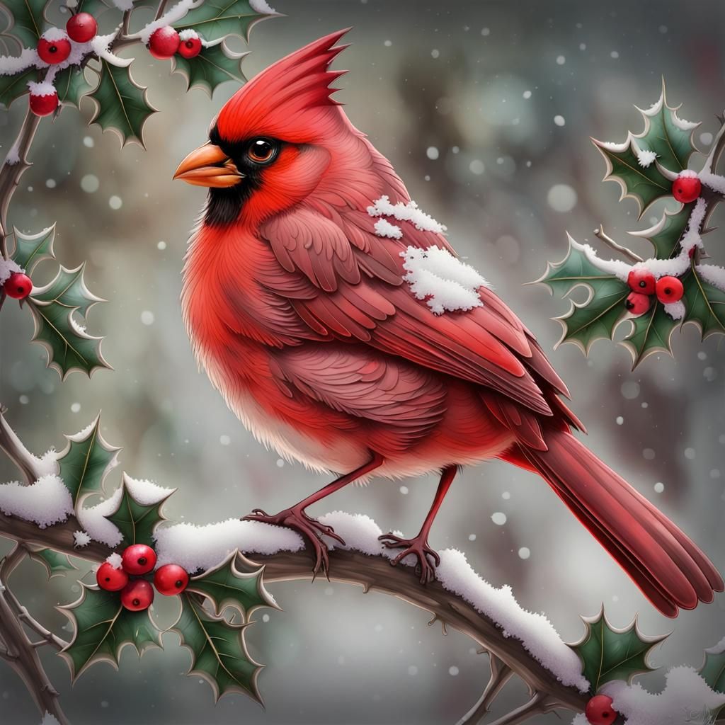 Winter Red Cardinal  by @Chickadee