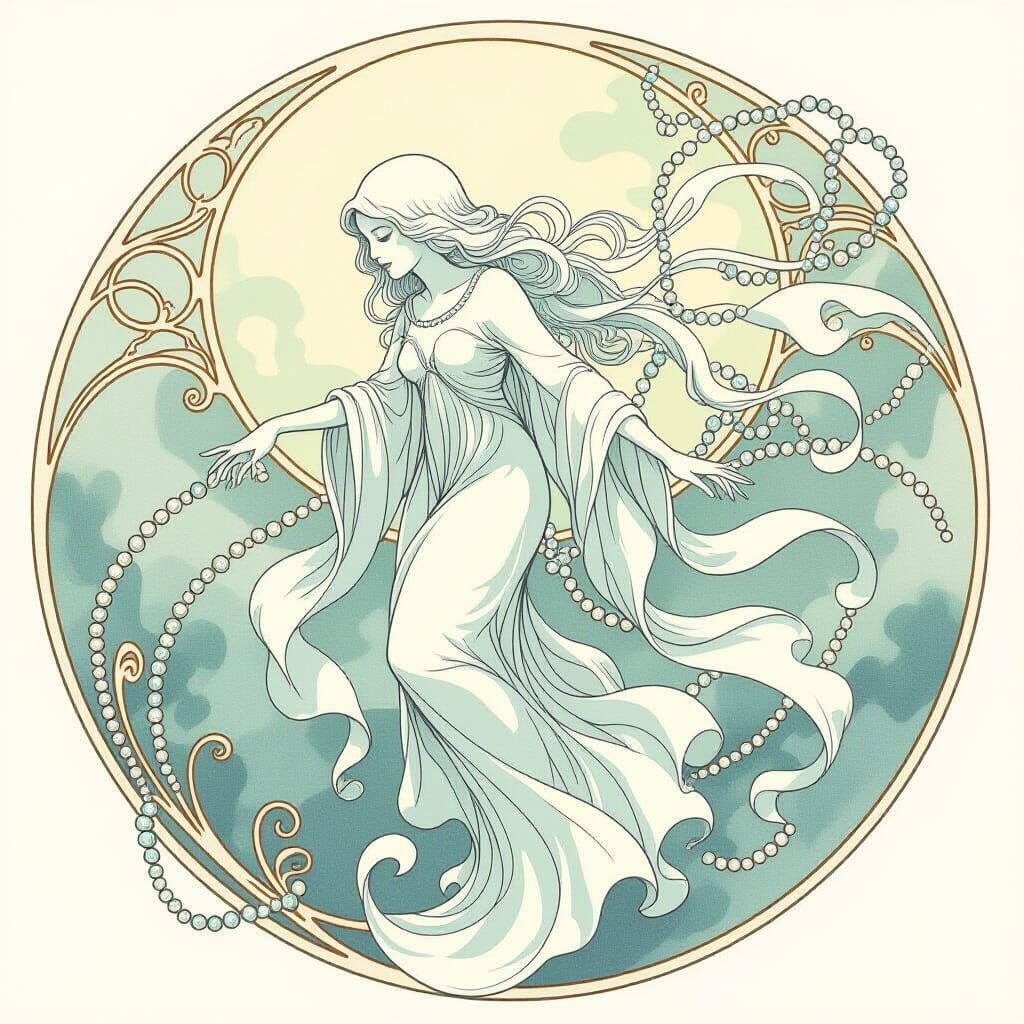 Ethereal Art Nouveau Spirit with Glass Beads