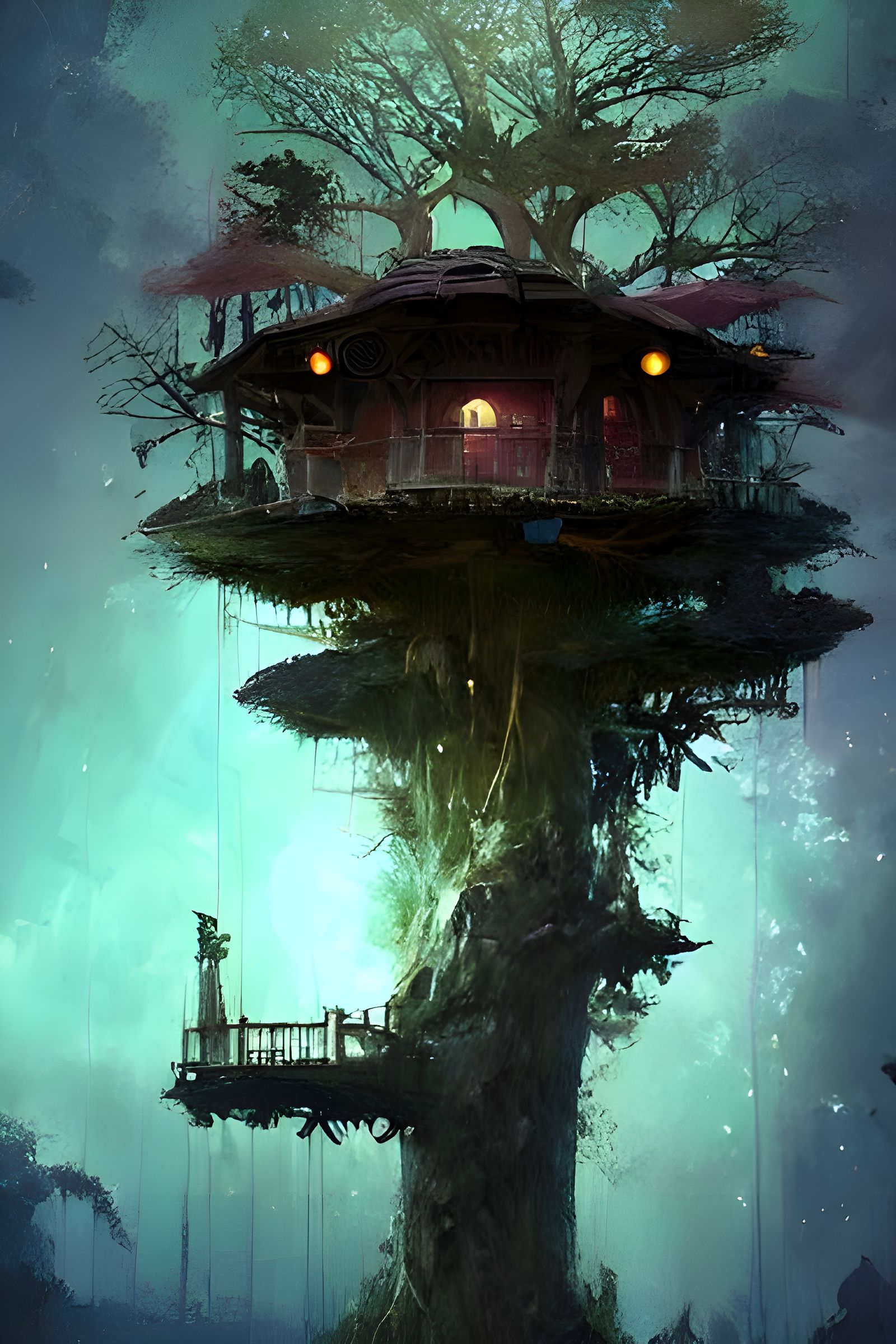 Treehouse on top of a giant tree