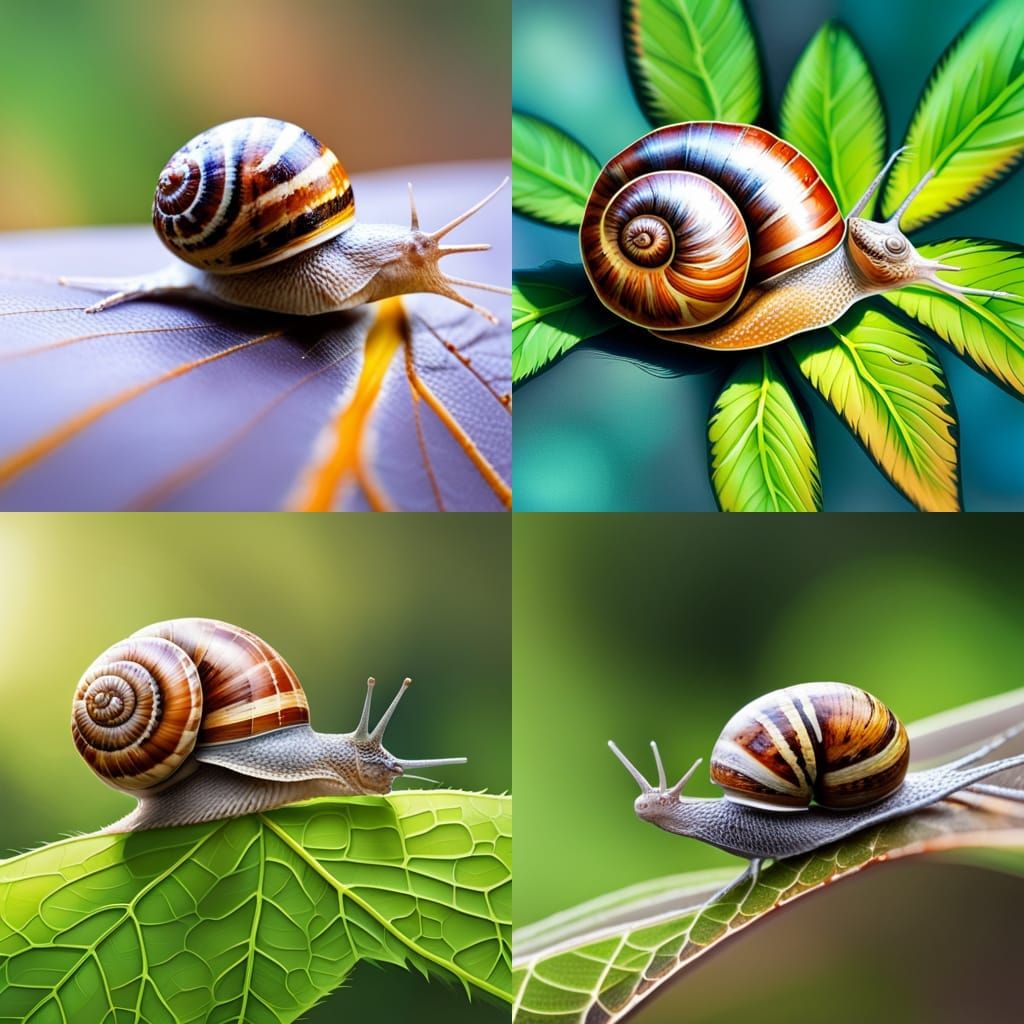 An Incredibly Detailed Snail Slithering Forward On A Healthy Green