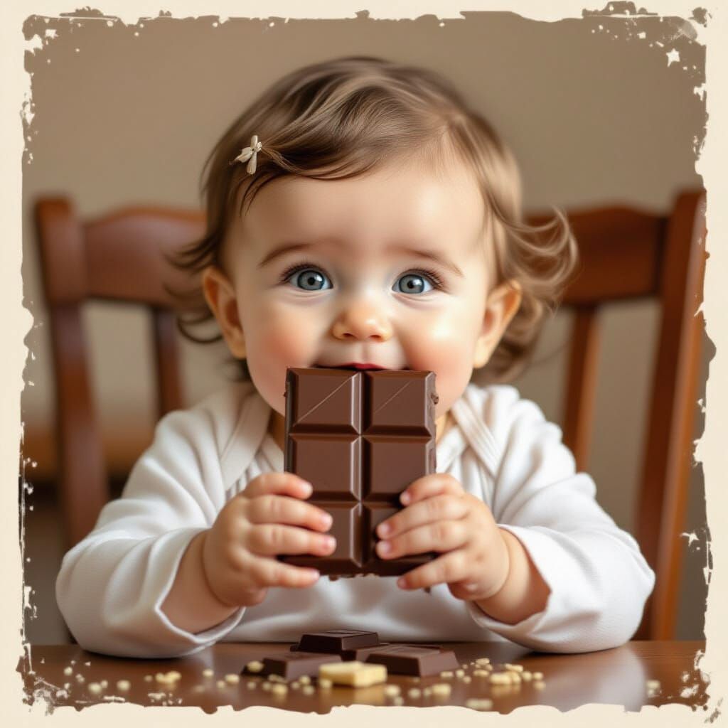 Baby Covered in Chocolate After Eating Giant Bar