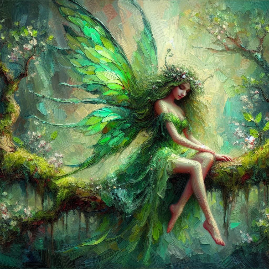 Springtime fairy in green