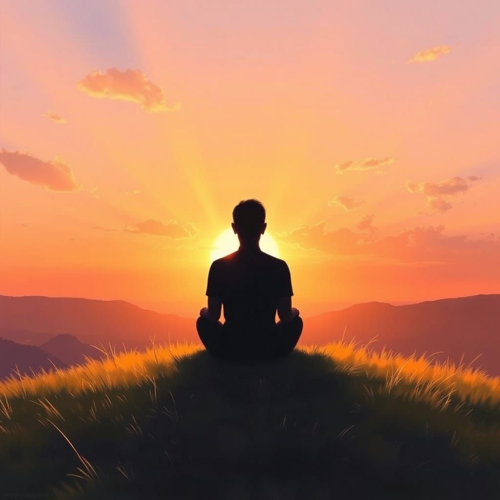 Serene Sunrise Silhouette on a Hill