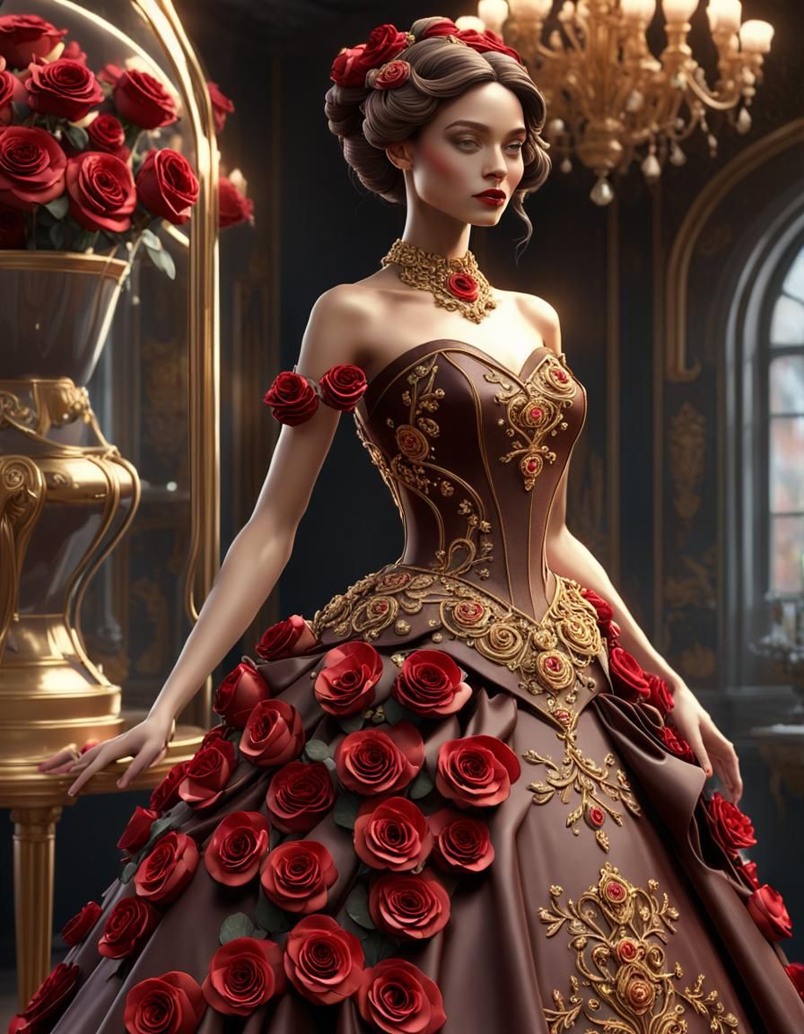 A beautiful ballgown dress in a tailor shop  by @Allieah74