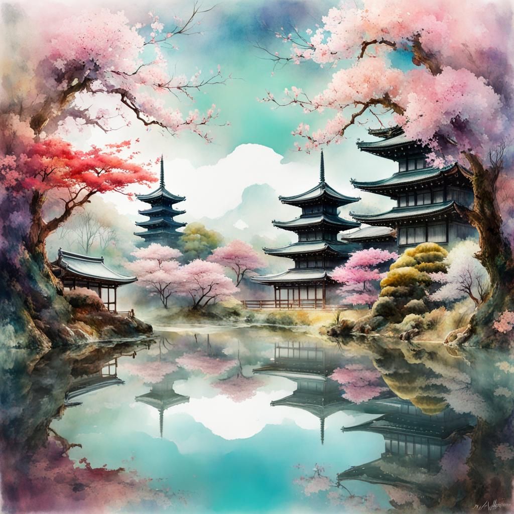 Japanese garden - AI Generated Artwork - NightCafe Creator