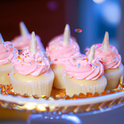 Vanilla Cupcakes with pink frosting and little unicorns with sparkles ...