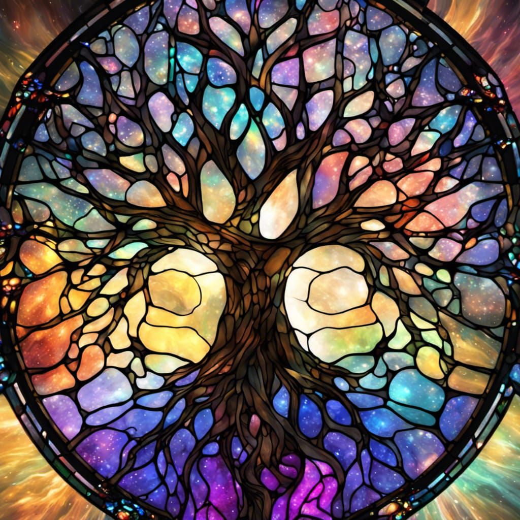 Stained Glass Nebula Tree of Life Portal