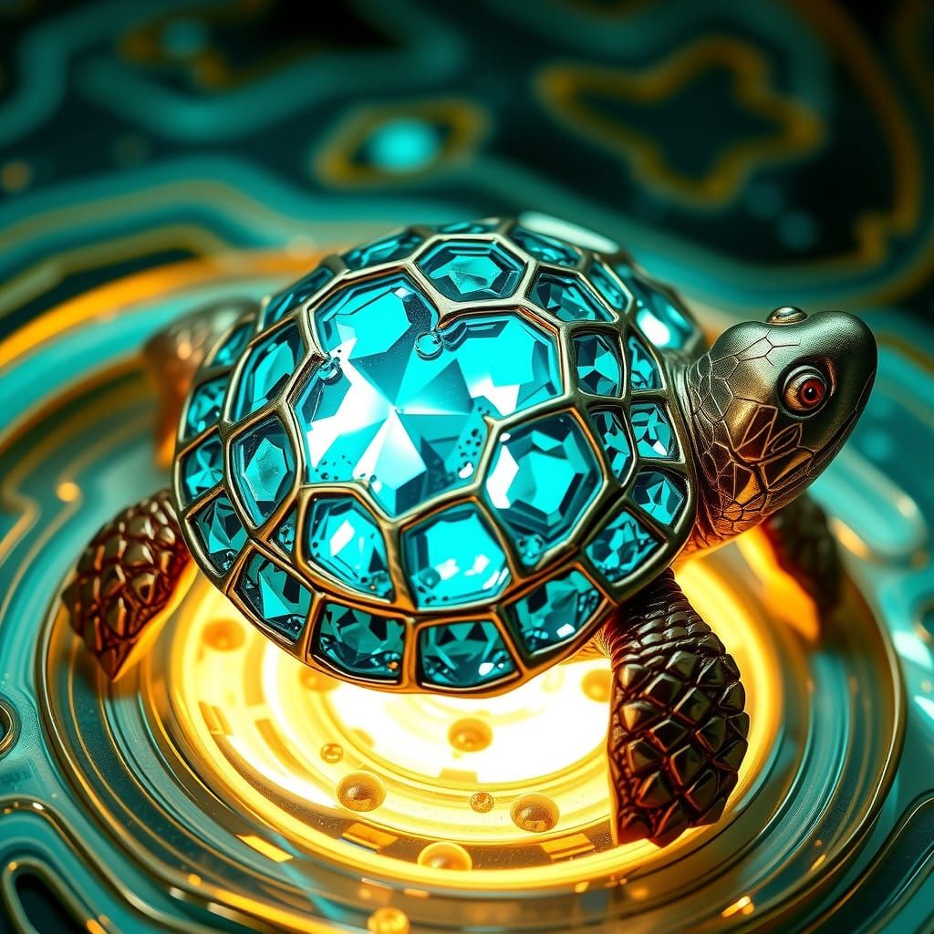 Turquoise Gemstone Turtle  by @possom2009