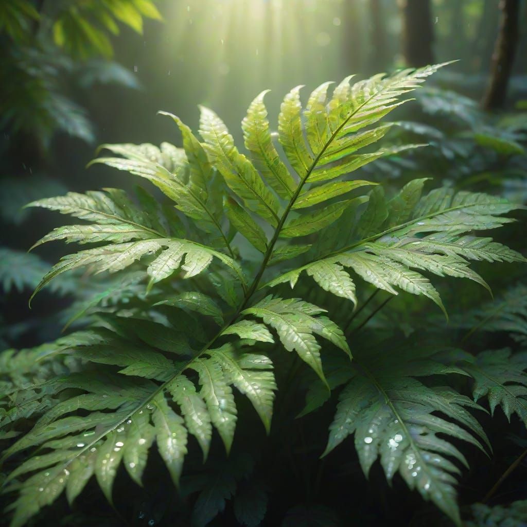 Ethereal Dryopteris filix-mas Leaf in Golden Light