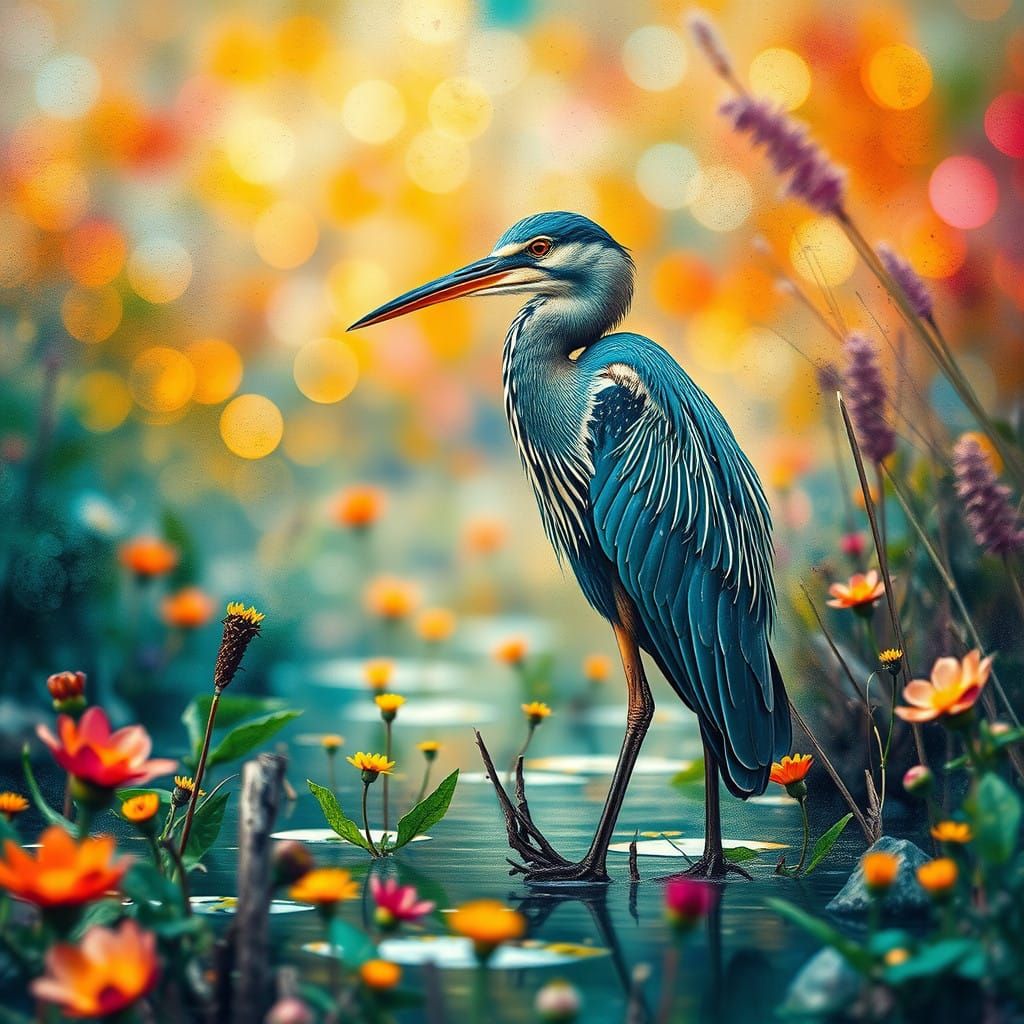 Whimsical Green Heron  by @Yanciepants