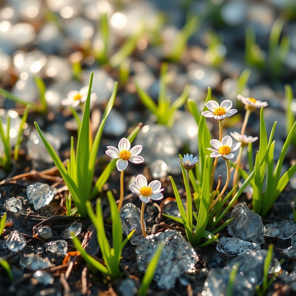 melting ice and fresh new grass and flowers  by @miztres
