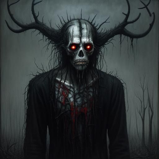 The Wendigo Horror ugly grim Lynchian Stephen Gammell oil pa...