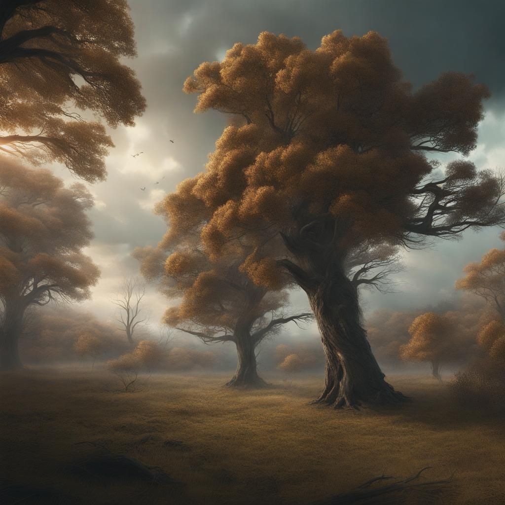 Hickory trees in the wind