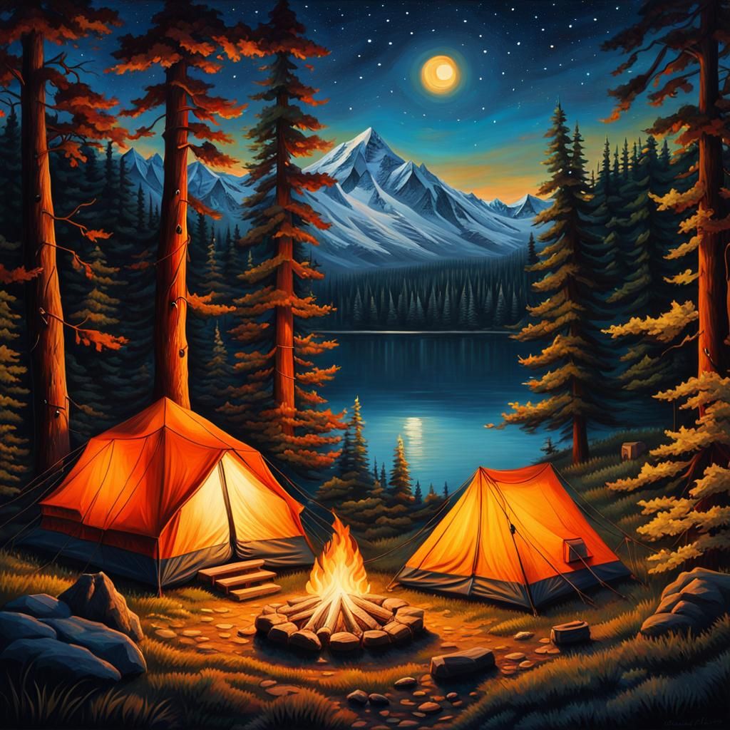 The Perfect Camping Spot - AI Generated Artwork - NightCafe Creator