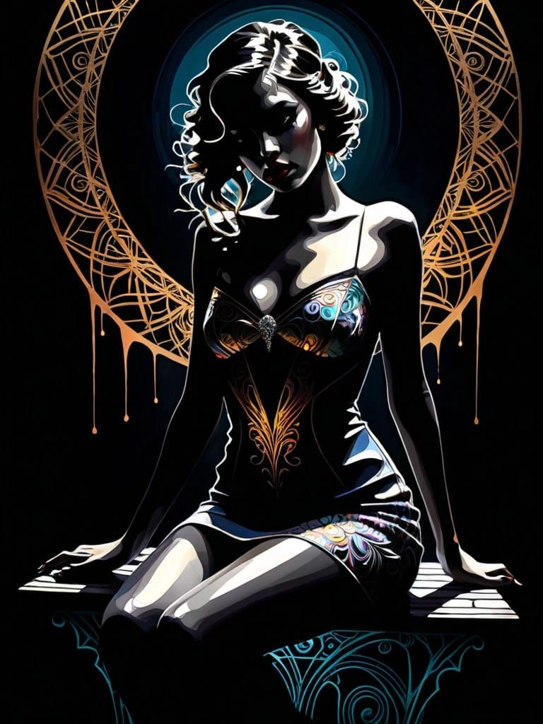 Art Nouveau potrait of a beautiful woman