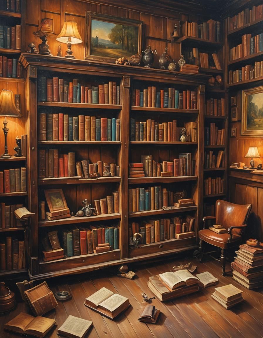 bookcase with the style of the Harry Potter movie. It's autu...