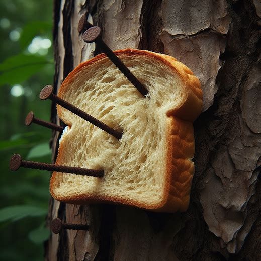 White Bread. Nailed to a tree