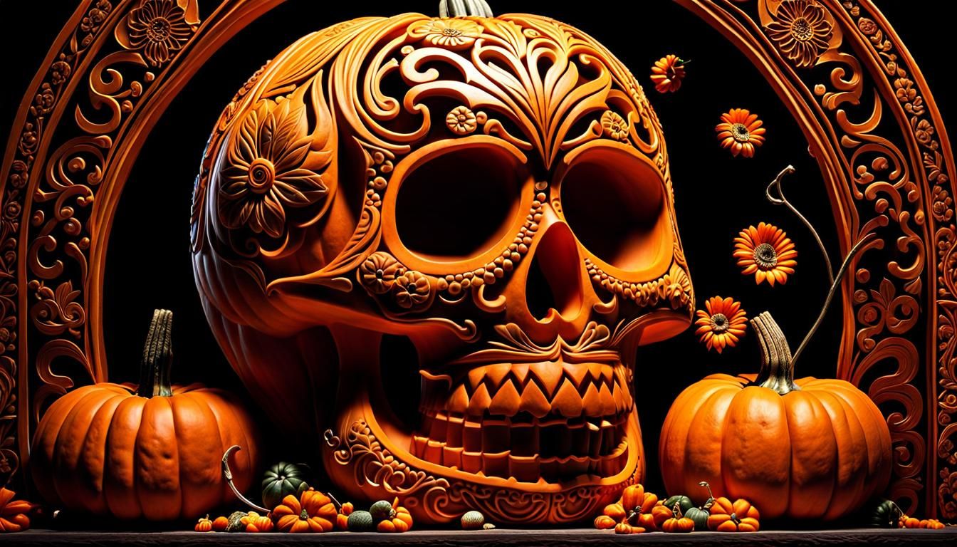 dia de los muertos pumpkin carving 🎃  by @3E