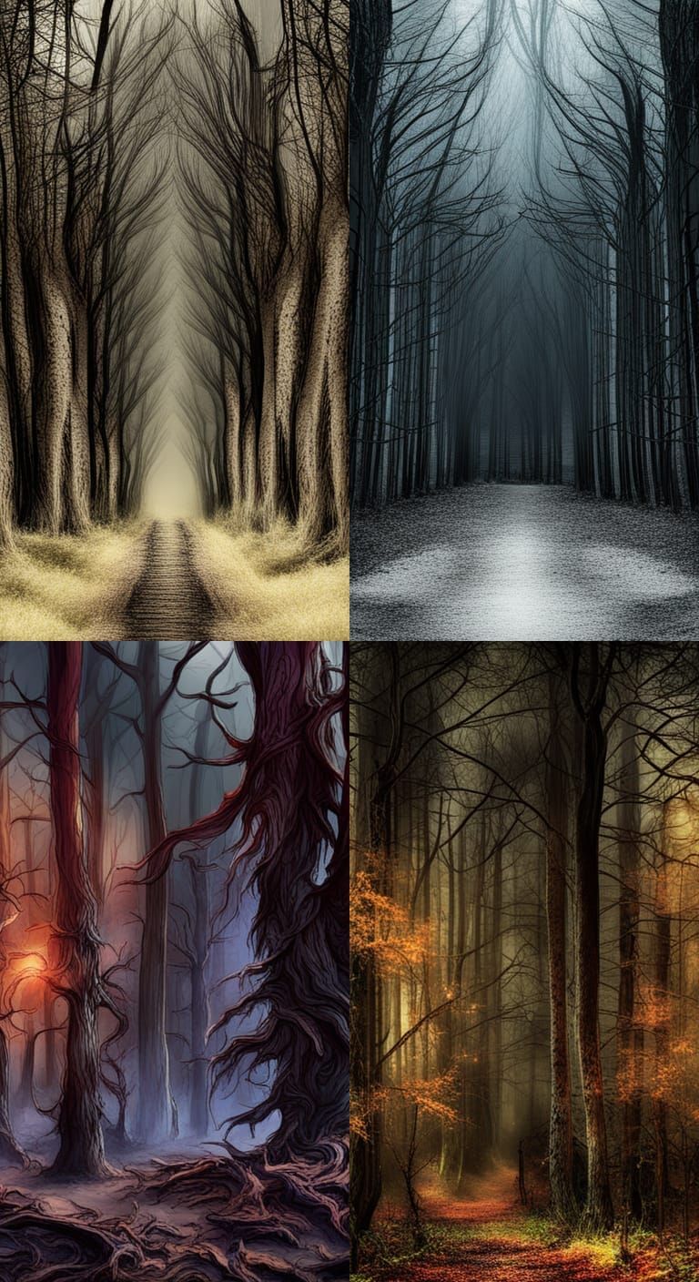 Deadly forest, scary, frightening, fantasy - AI Generated Artwork ...