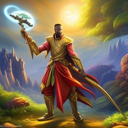 ethereal fantasy concept art of african sorcerer casting spe...