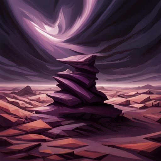 A twisted purple stone