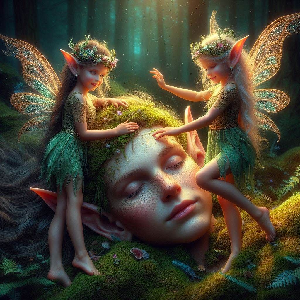 Fairies trying to wake the sleeping elf