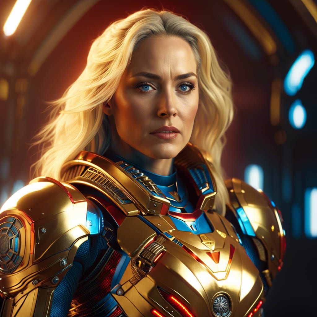 Sharon Stone in armor