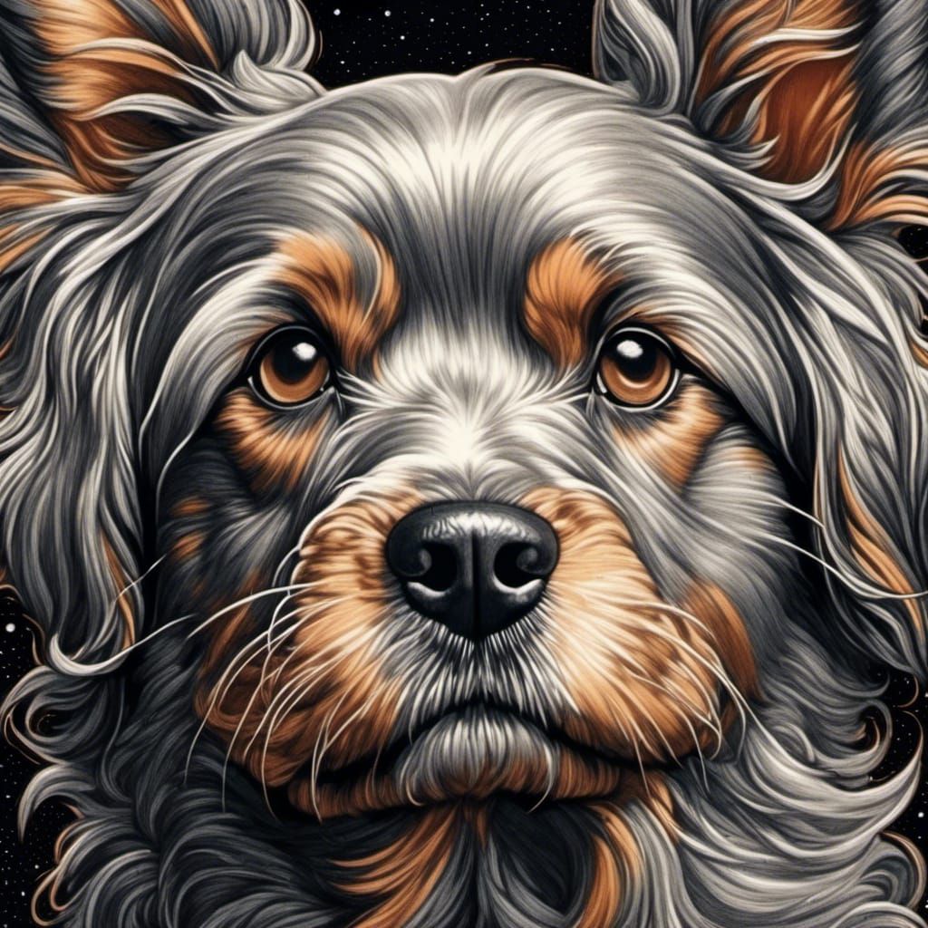 <lora:Graphic Meld:0.78> Comic art matte oil charcoal drawing of the Best dog. head and shoulders portrait, 8k resolution Highly Detailed po...